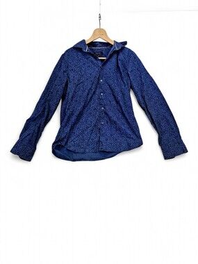 Denim & Flowers Men's Slim Fit Navy Patterned Button-Down Shirt